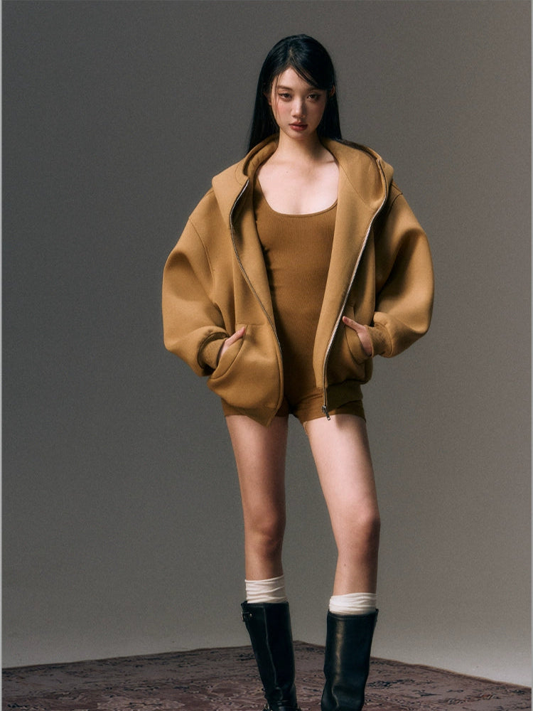 Yellow Oversize Sweatshirt & Sleeveless Jumpsuit Set - CHINASQUAD