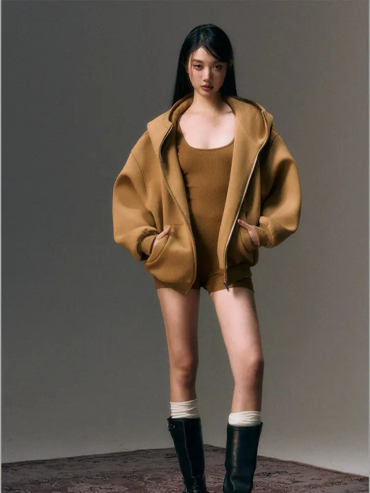 Yellow Oversize Sweatshirt & Sleeveless Jumpsuit Set - CHINASQUAD