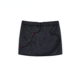 Black & White Button-up A-line Skirt - CHINASQUAD