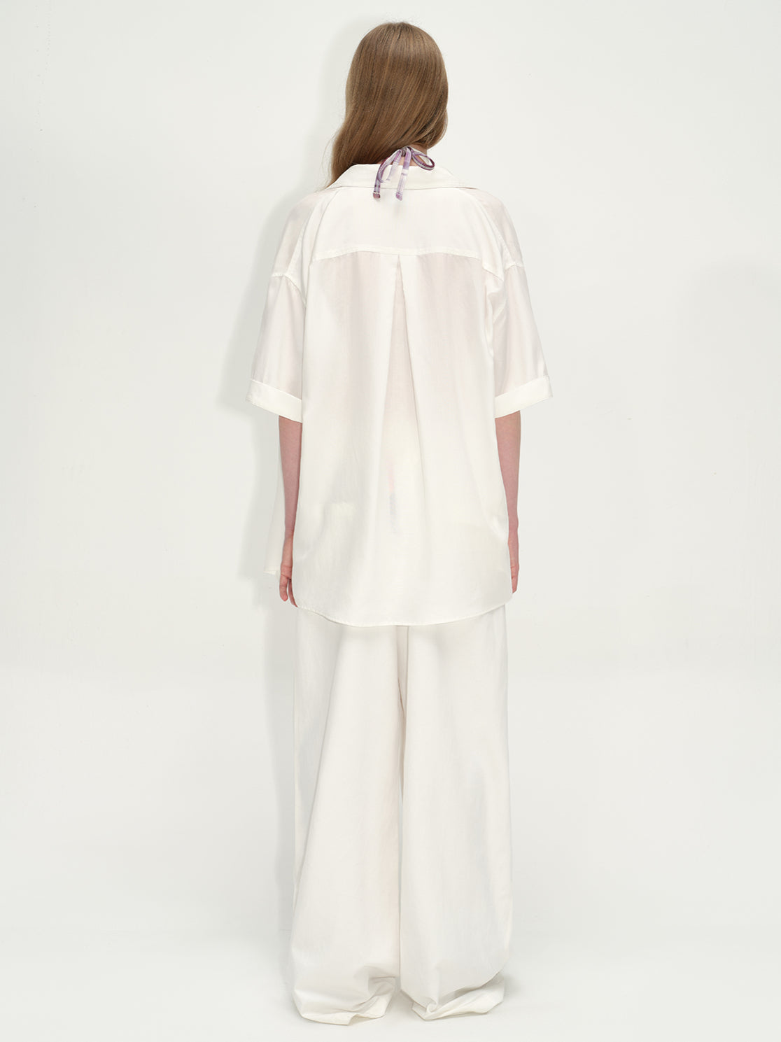 White Lyocell Wide-Leg Pants - CHINASQUAD