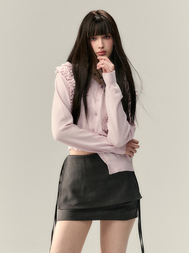 Irregular Ruffle Design Knit Top - CHINASQUAD