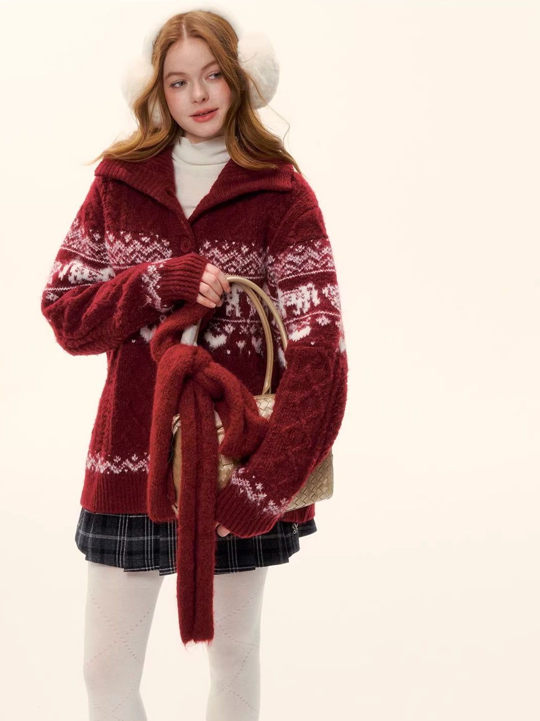 Red Loose Knit Sweater Cardigan