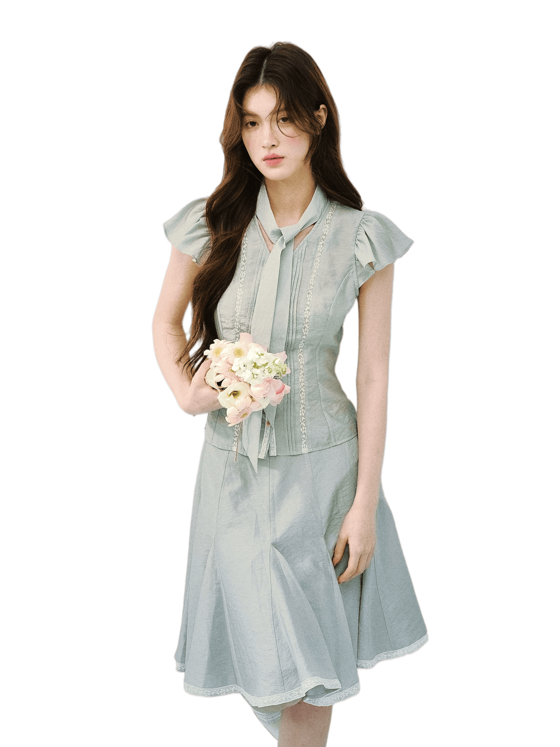 Mint Whisper Silk Blend Two-Piece Set