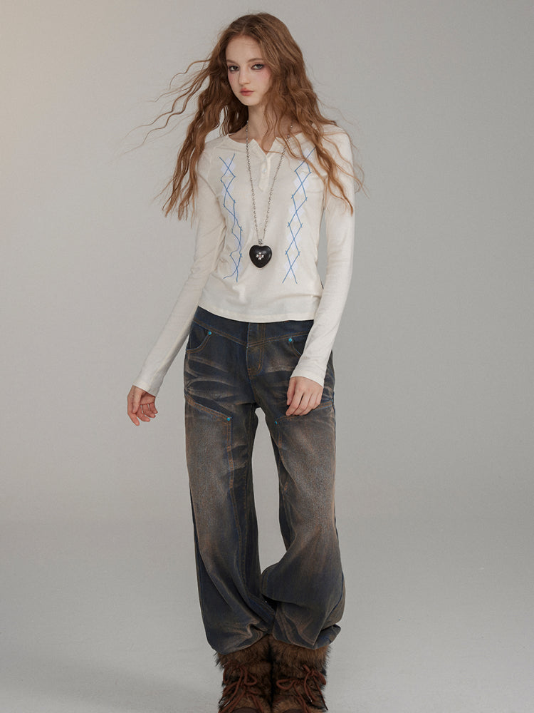 Wool Embroidered Pattern Knit Crewneck - CHINASQUAD