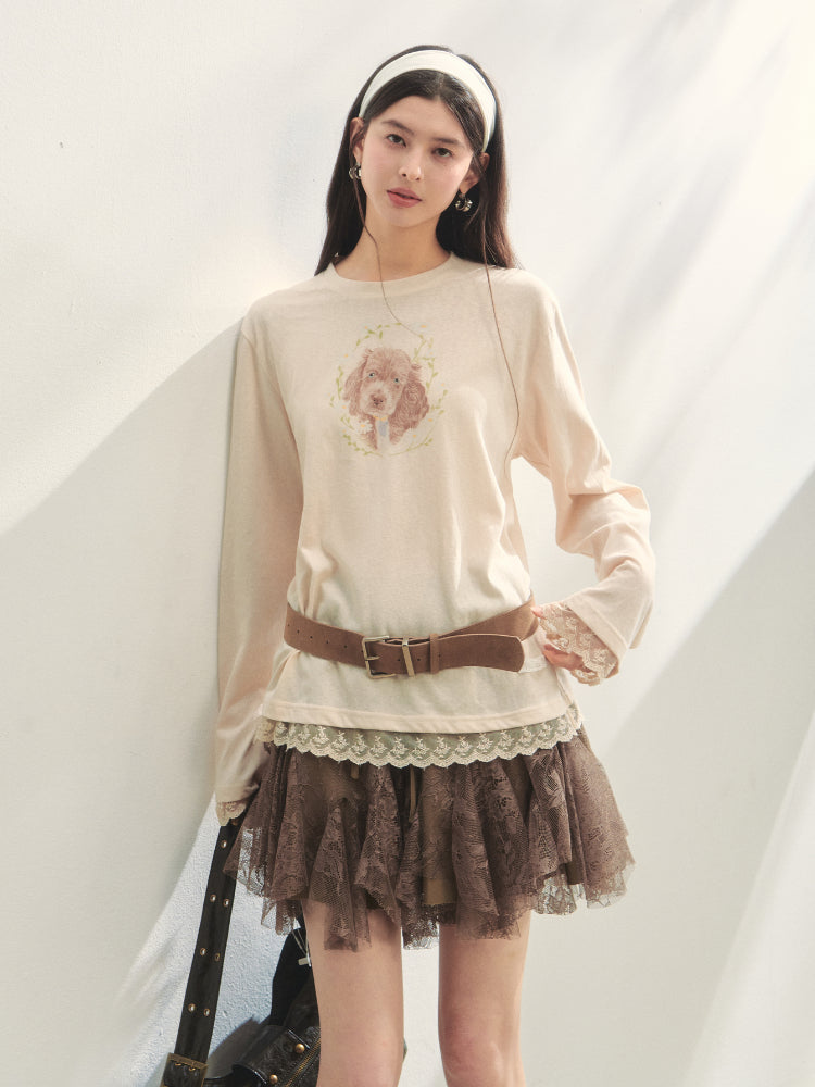 High-Waist Lace Tie Puff Skirt - CHINASQUAD