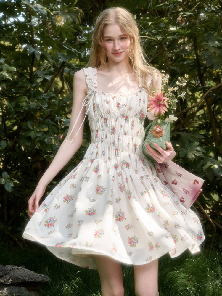 French Relaxed Old Money Floral Dress - CHINASQUAD