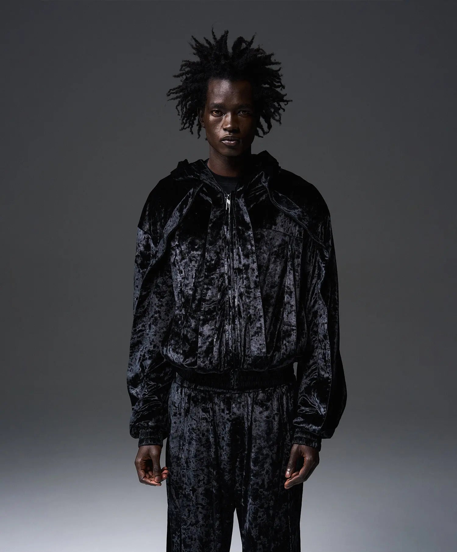 Stand Collar Velvet Hooded Jacket - CHINASQUAD