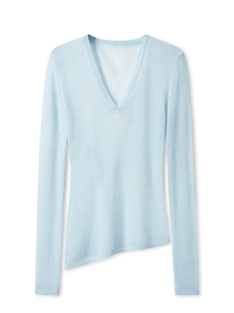 Alpaca Irregular Thin Long-sleeve Blouse - CHINASQUAD