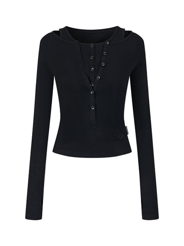 Two-Piece Style Convertible Long Sleeve Vest Top - CHINASQUAD