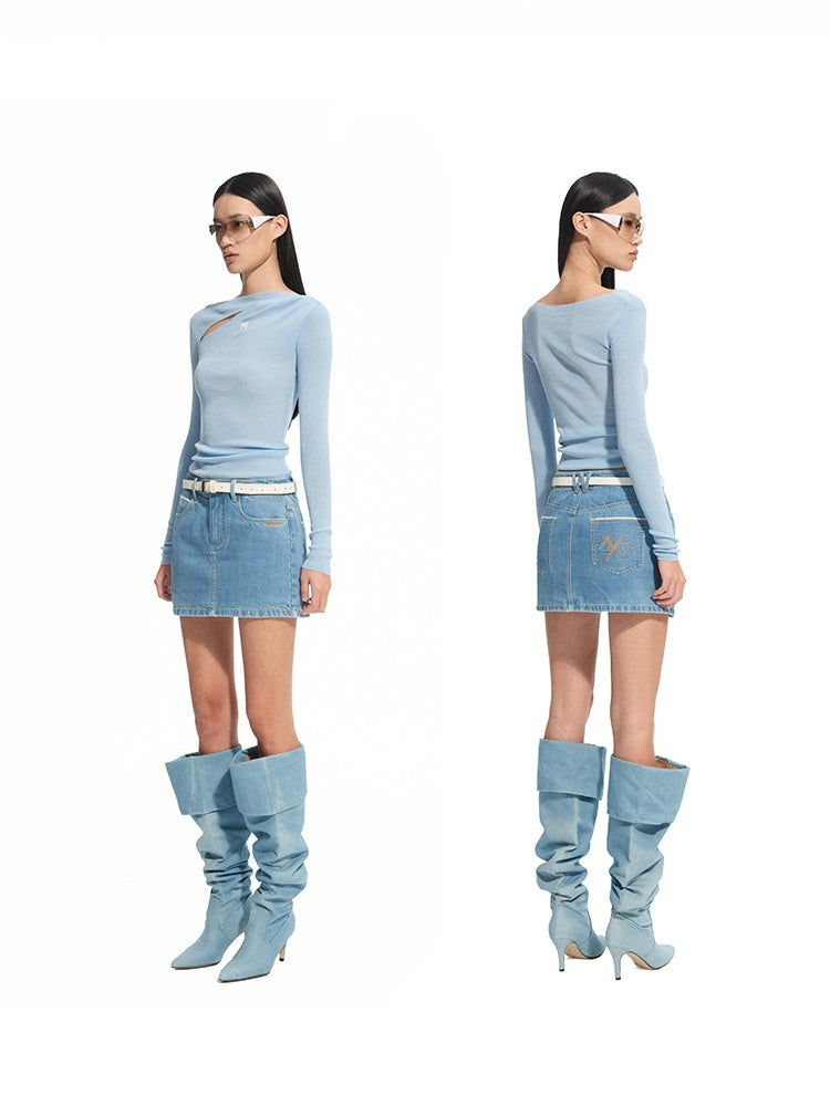 Crescent Knit Modal-Cotton T-Shirt - CHINASQUAD