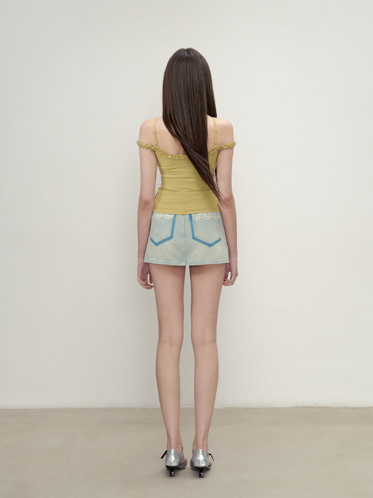 Pleated Faux Two-Piece Color-Block Vest - CHINASQUAD