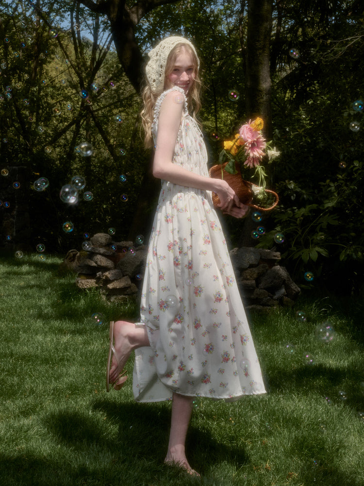 French Relaxed Old Money Floral Long Dress - CHINASQUAD