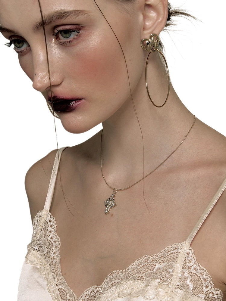 Full Diamond Retro Cross Choker - CHINASQUAD