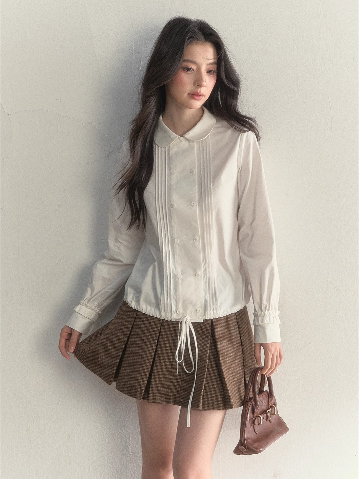 Double-Breasted Doll Collar Shirt