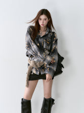Washed Vintage Rose Beaded Shirt Jacket - CHINASQUAD