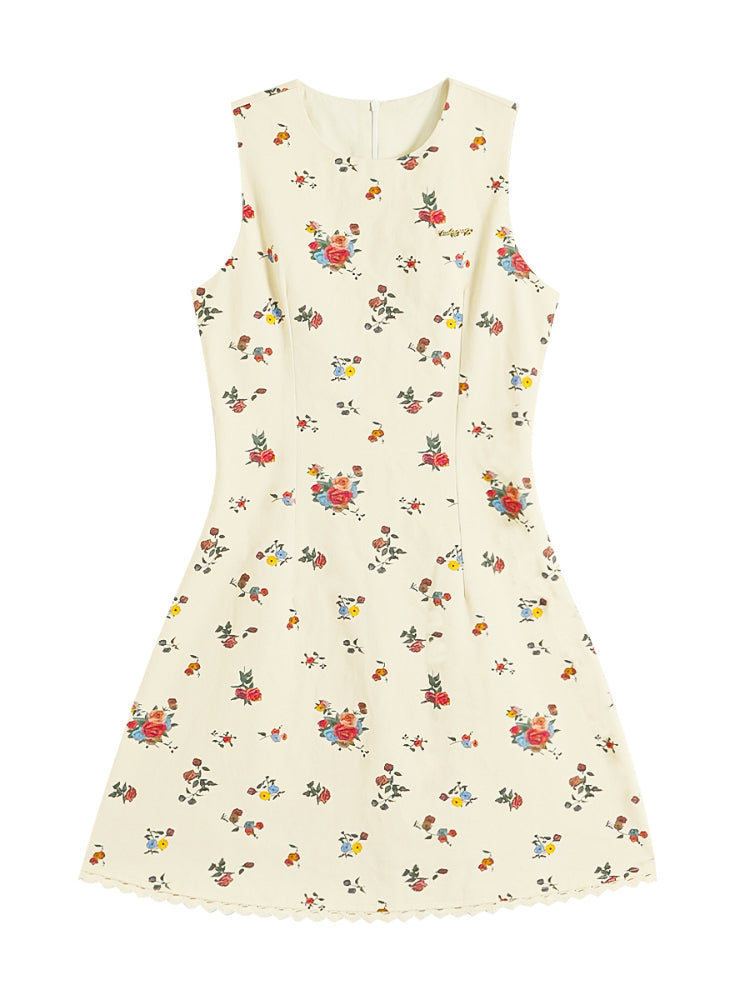 Flower Print Sleeveless Dress - CHINASQUAD