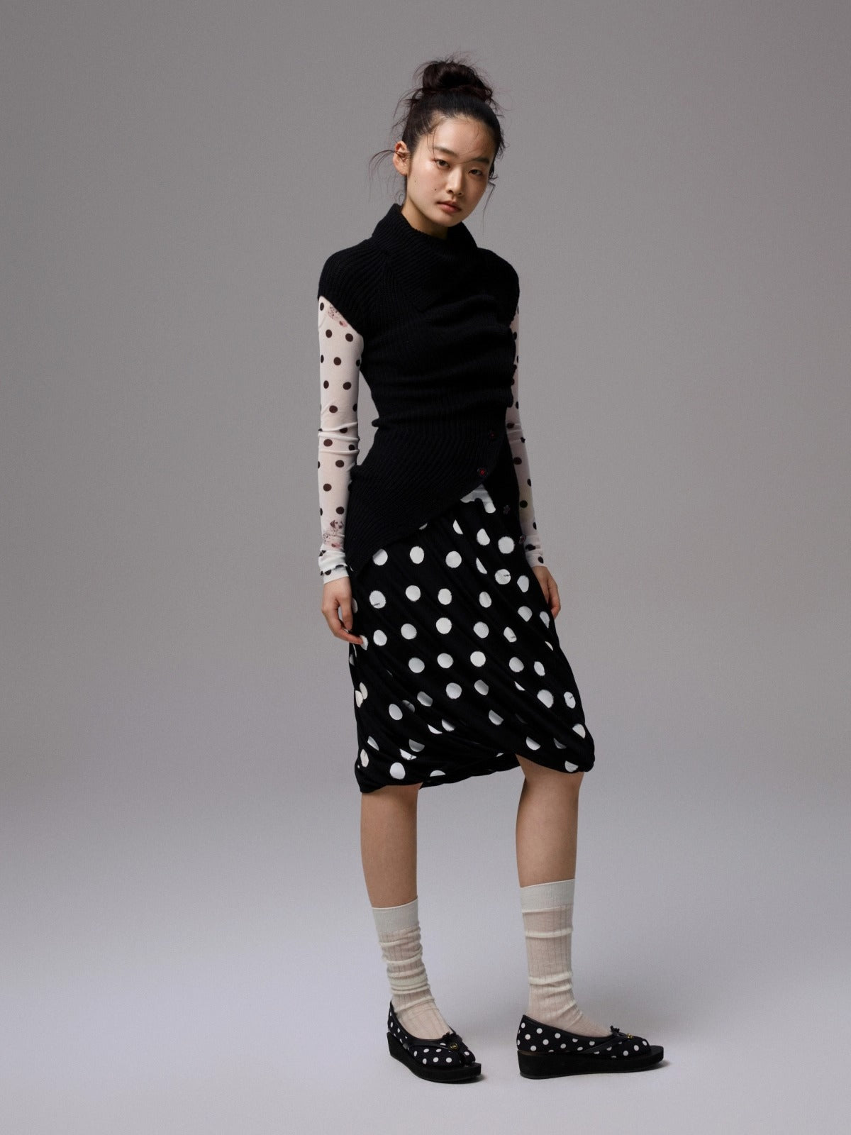 Asymmetric Neck Wool Blend Cardigan
