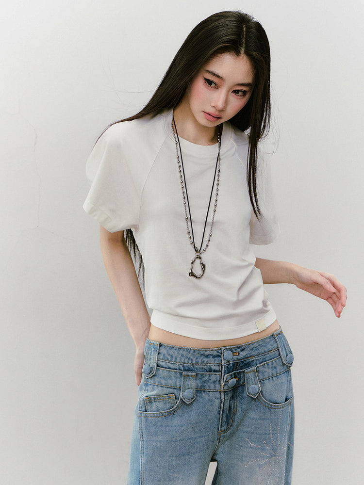 Large-sleeve Waist-fitted Crew Neck T-shirt - CHINASQUAD