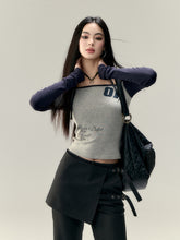 Letter Print Off-Shoulder Slim Fit T-shirt - CHINASQUAD