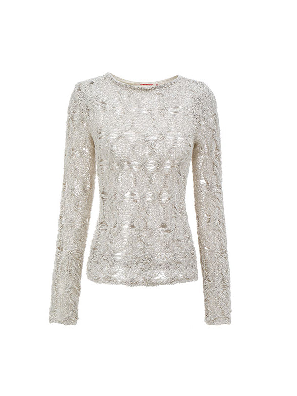 Hollow-out Sheer Knitted Top - CHINASQUAD