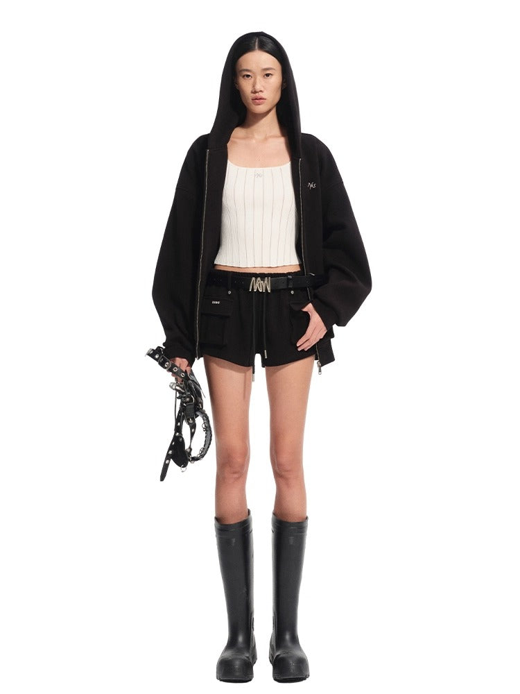 Hollow-out Square Neck Knit Tank Top - CHINASQUAD