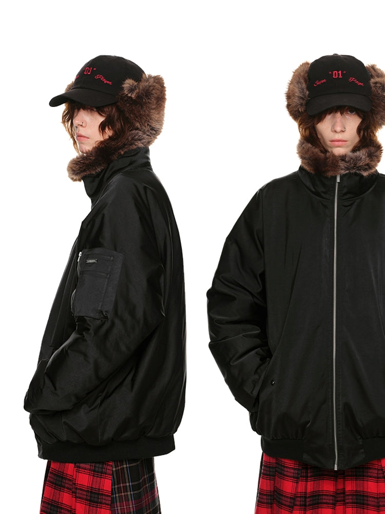 Gradient Patchwork Down-Filled Aviator Jacket - CHINASQUAD