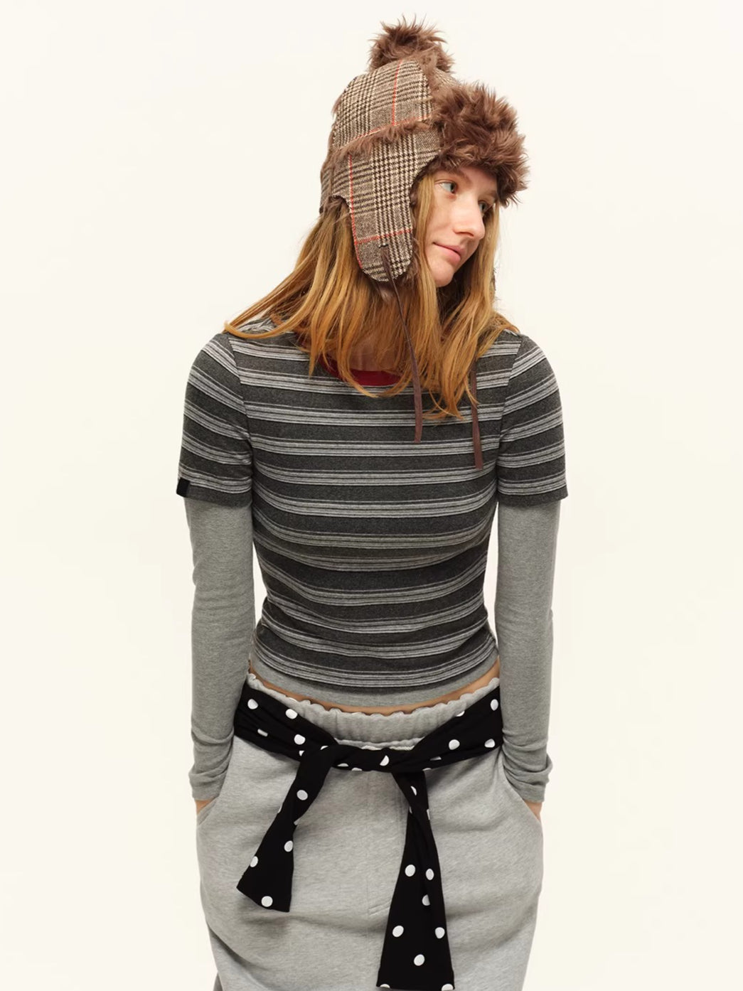 Contrast Layered-Effect Long Sleeve T-Shirt