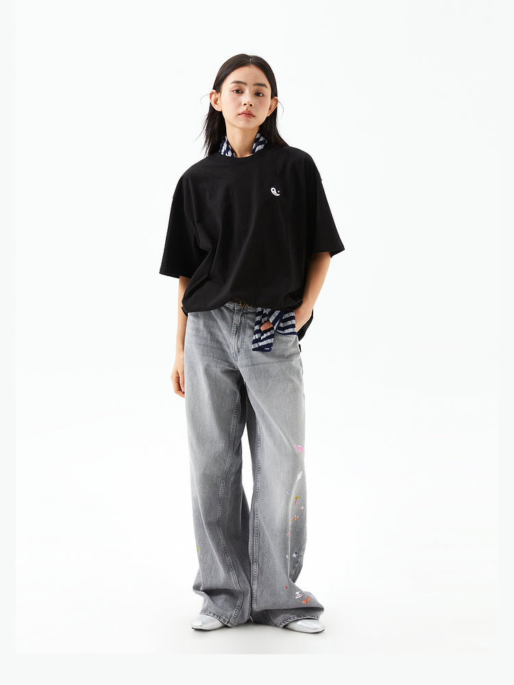 Vintage Washed Light Gray Denim Jeans - CHINASQUAD