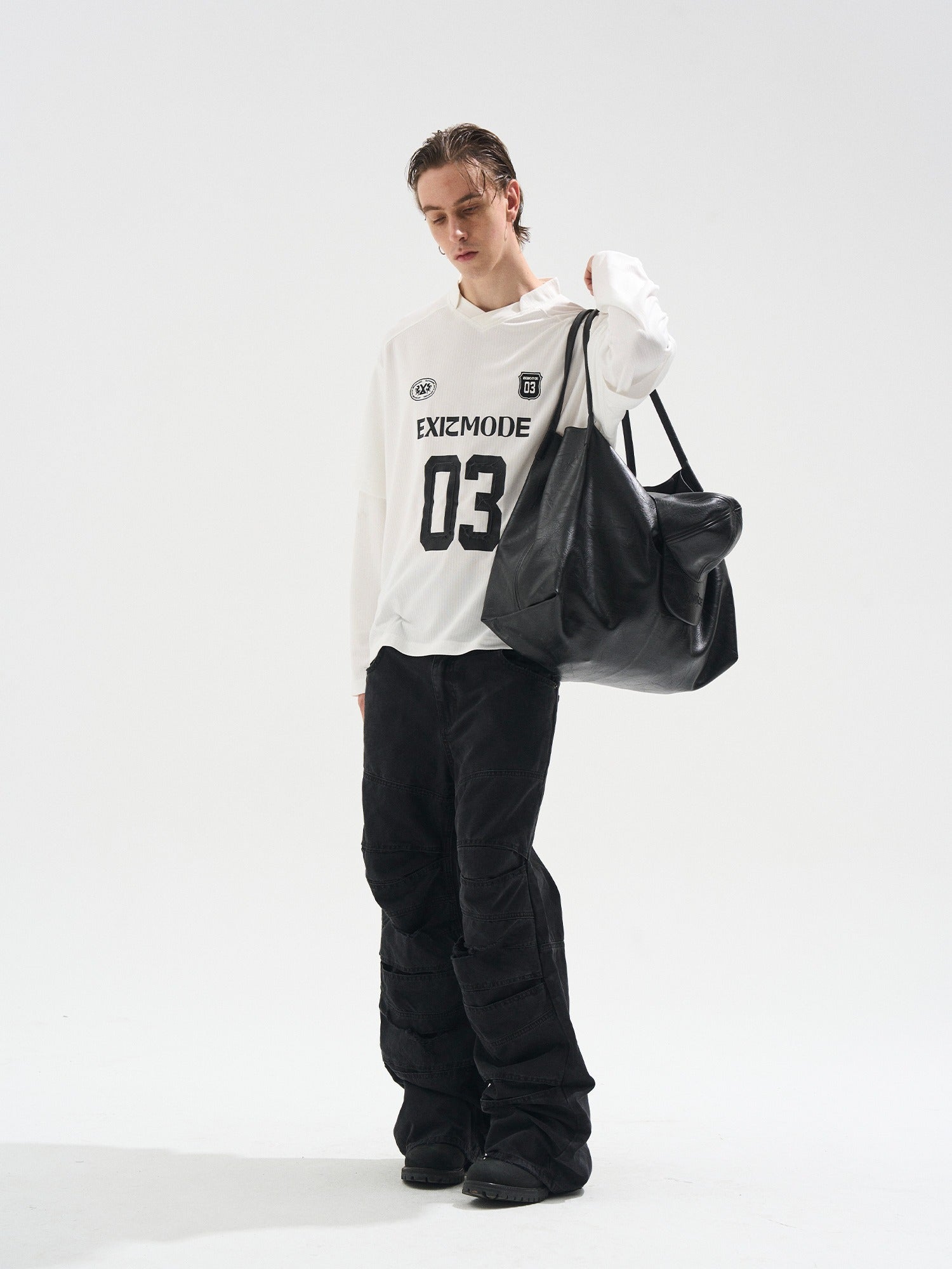 Vintage Striped Layered-Effect Long Sleeve Jersey T-Shirt - CHINASQUAD