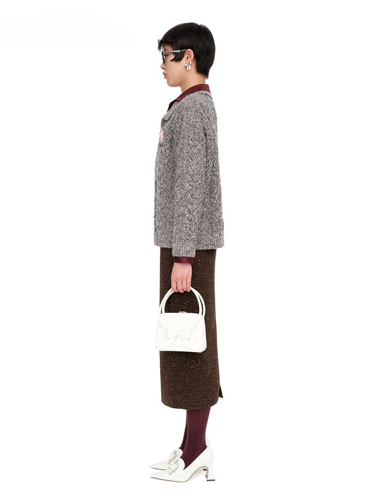 Brown Slim-Fit Straight Skirt - CHINASQUAD