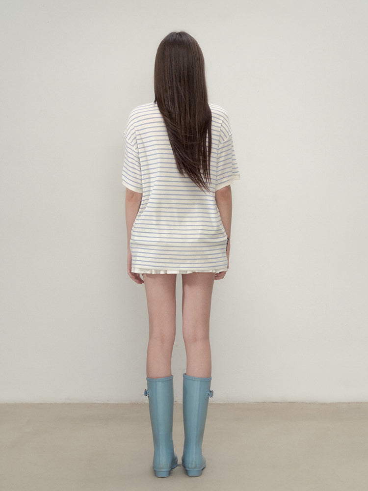 Floral Print Round Neck Short-Sleeve T-shirt  - CHINASQUAD