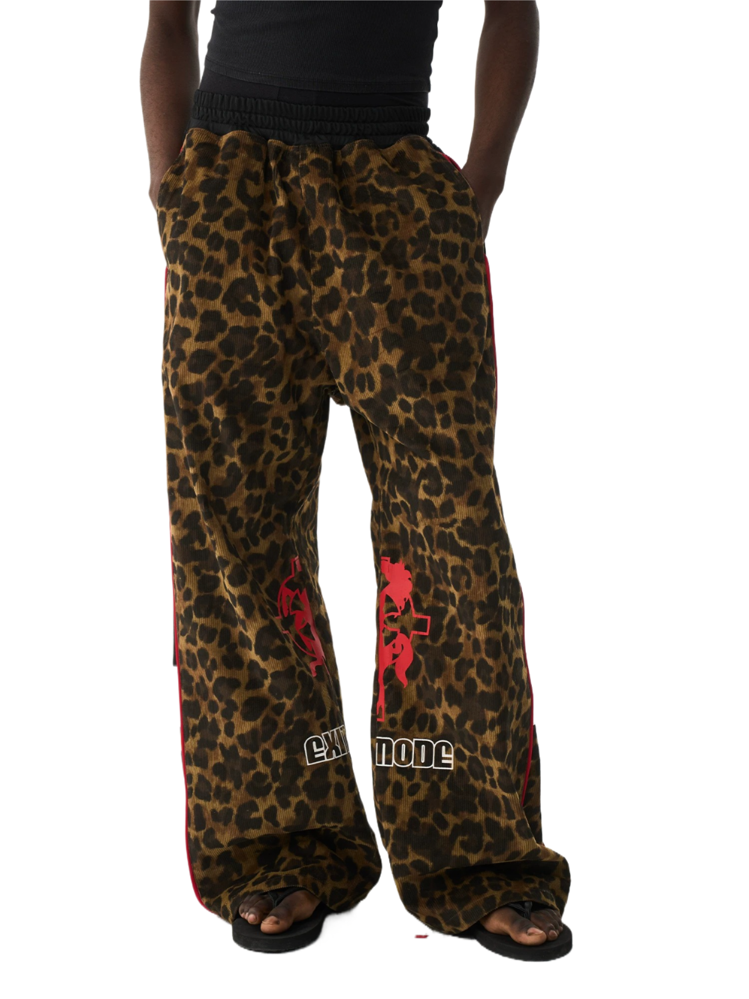 Vintage Leopard Print Relaxed Straight-Leg Track Pants
