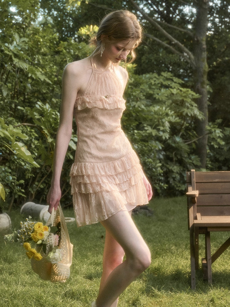 Pink Lace Slip Dress - CHINASQUAD