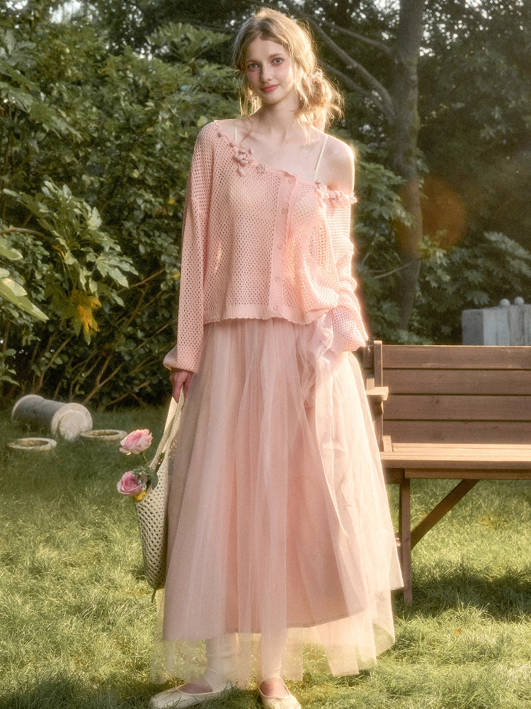 Cool Ice Silk Flower Hollow Cardigan - CHINASQUAD