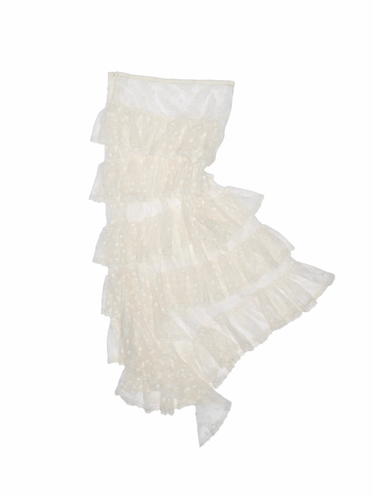 Irregular Dot Lace Mesh Skirt