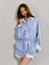 Striped Waist-cinching Shirt & Shorts Set - CHINASQUAD