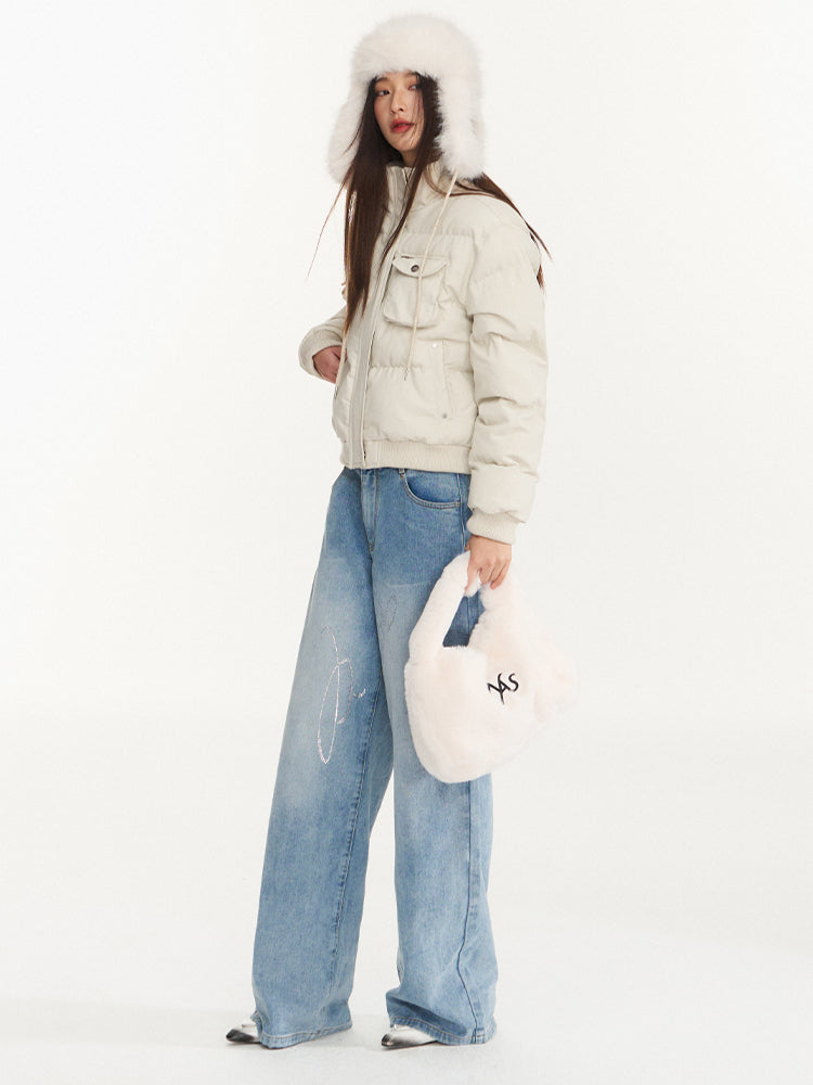 White Fitted High Collar Cotton Jacket - CHINASQUAD