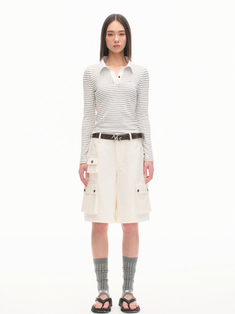 Loose-Fit Multi-Pocket White Casual Pants - CHINASQUAD