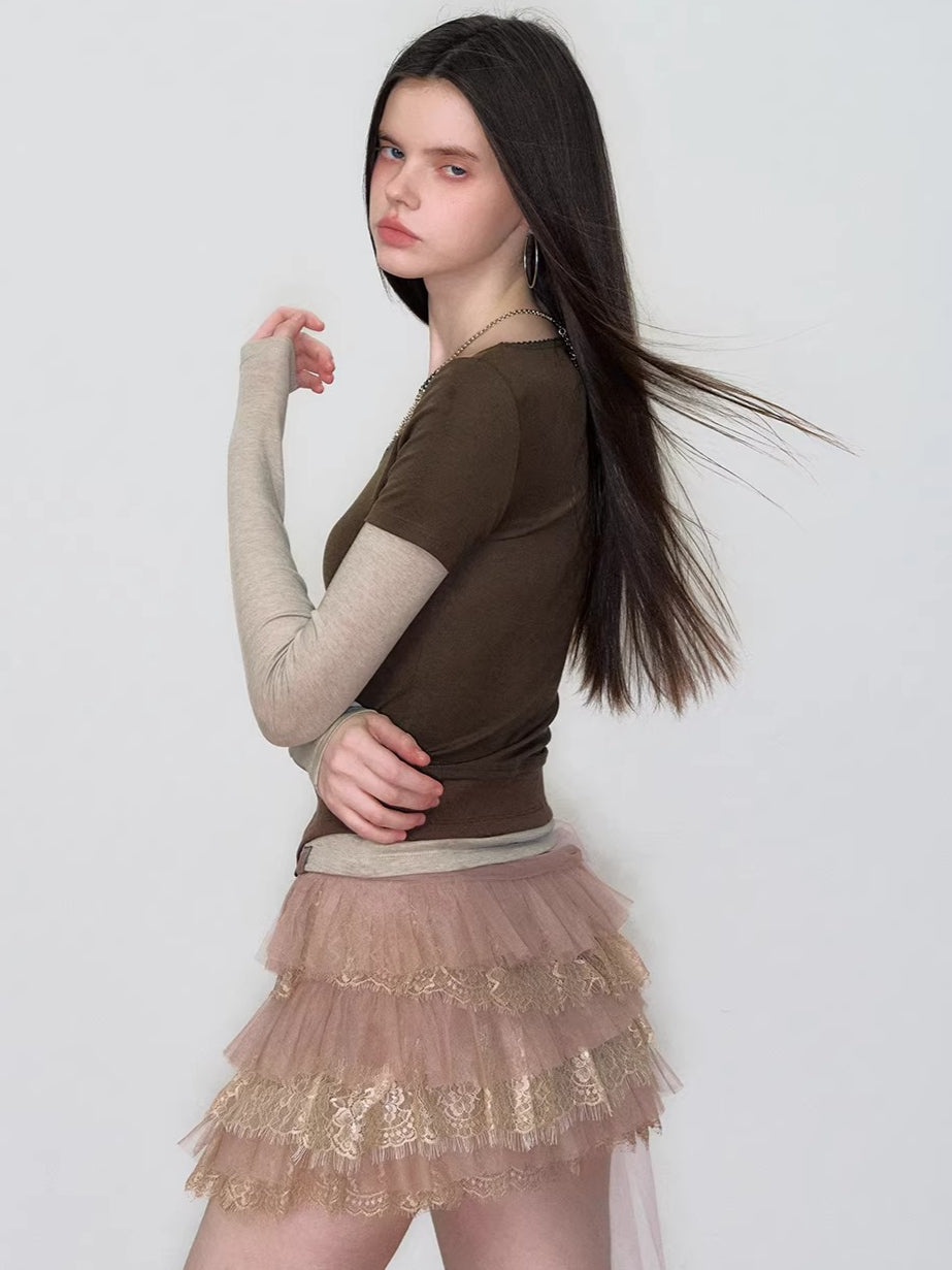 Faux Layered Long-Sleeve T-Shirt