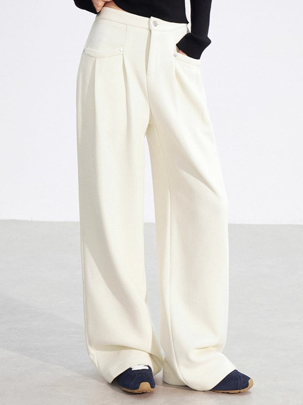 Chenille Fleece-Lined Wide-Leg Pants