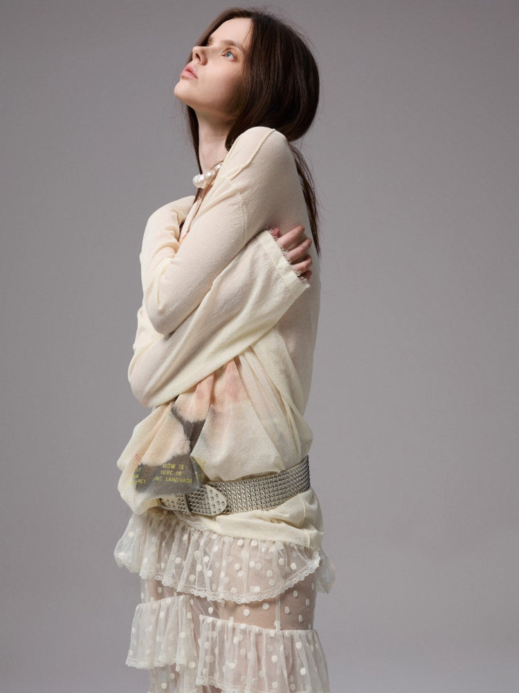 Irregular Dot Lace Mesh Skirt