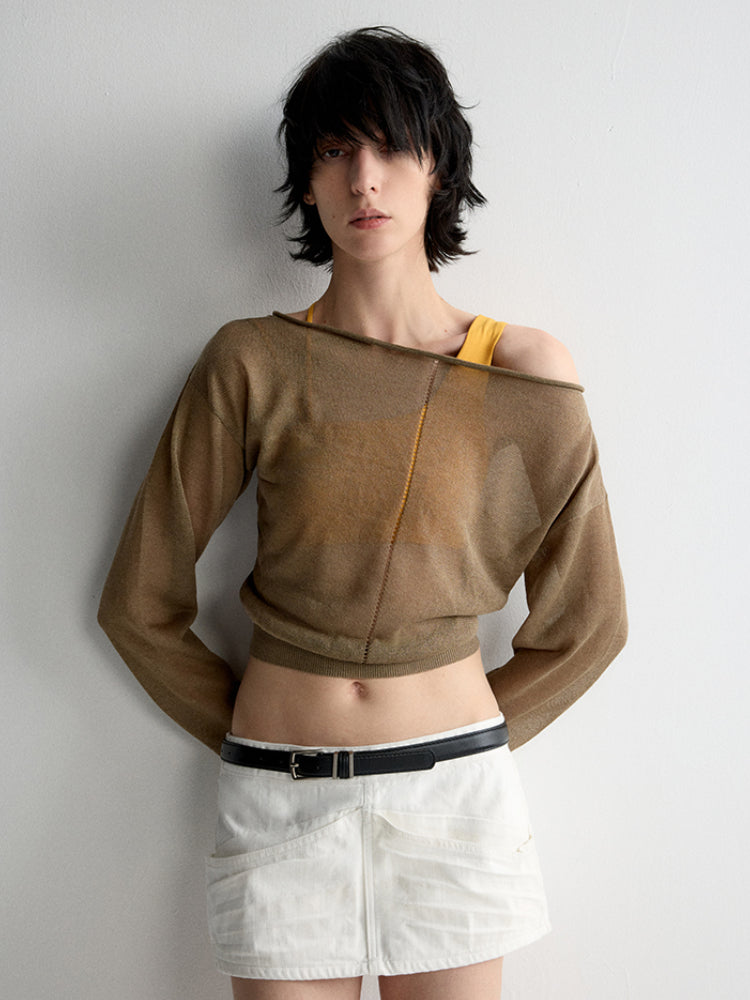 Rolled Edge Neckline Knitted Cover-Up - CHINASQUAD