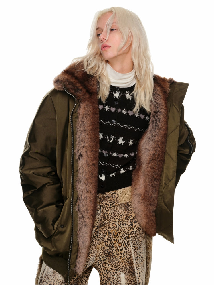 Gradient Patchwork Down-Filled Aviator Jacket - CHINASQUAD