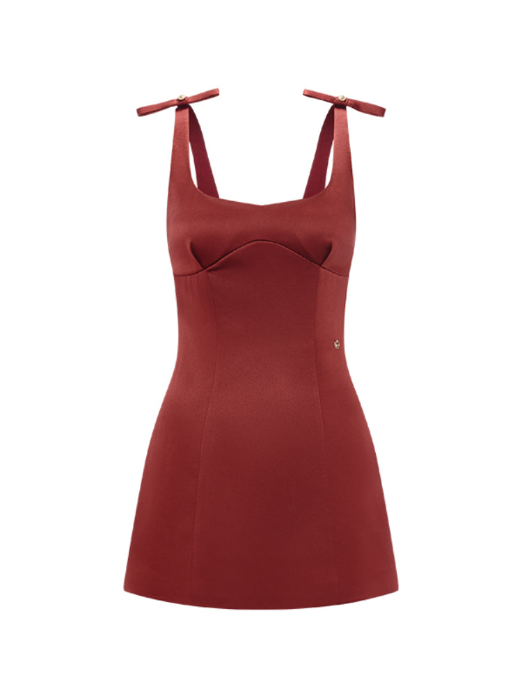 Short Bow Tie Strap Dress - CHINASQUAD