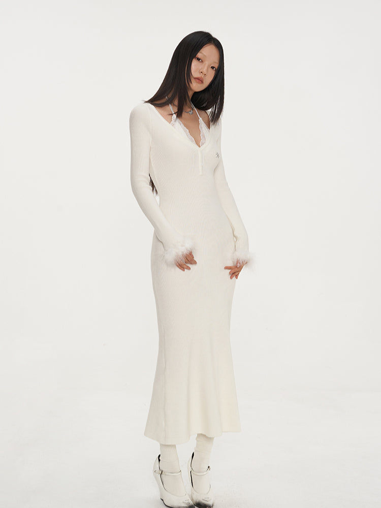White & Black Mermaid Classic Dress - CHINASQUAD