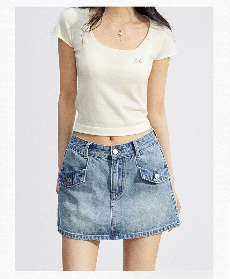 High-Waist Denim Skirt
