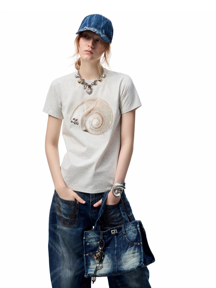 Printed Loose Austrian Rhinestone T-shirt - CHINASQUAD