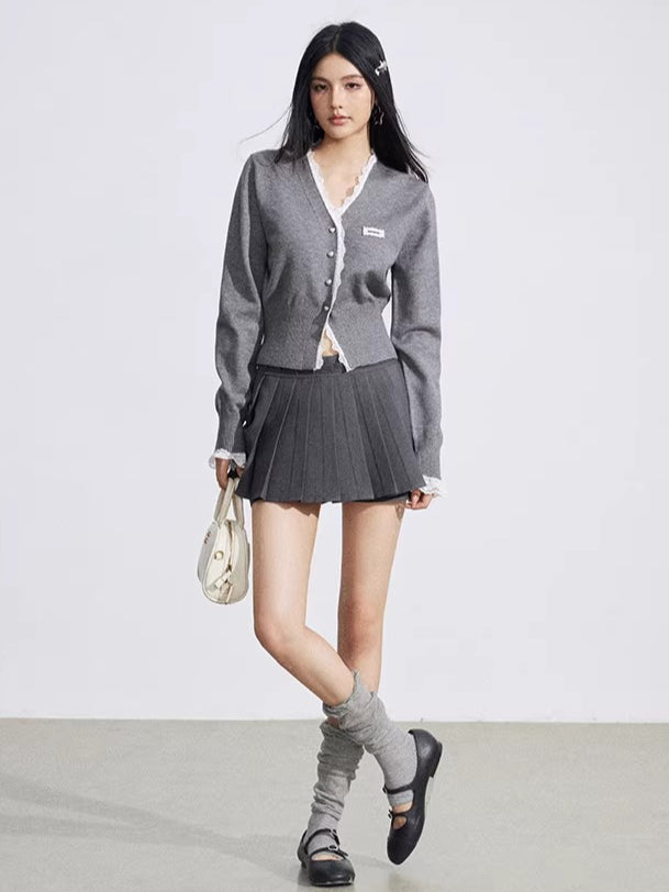 Lace Panel Knit Cardigan