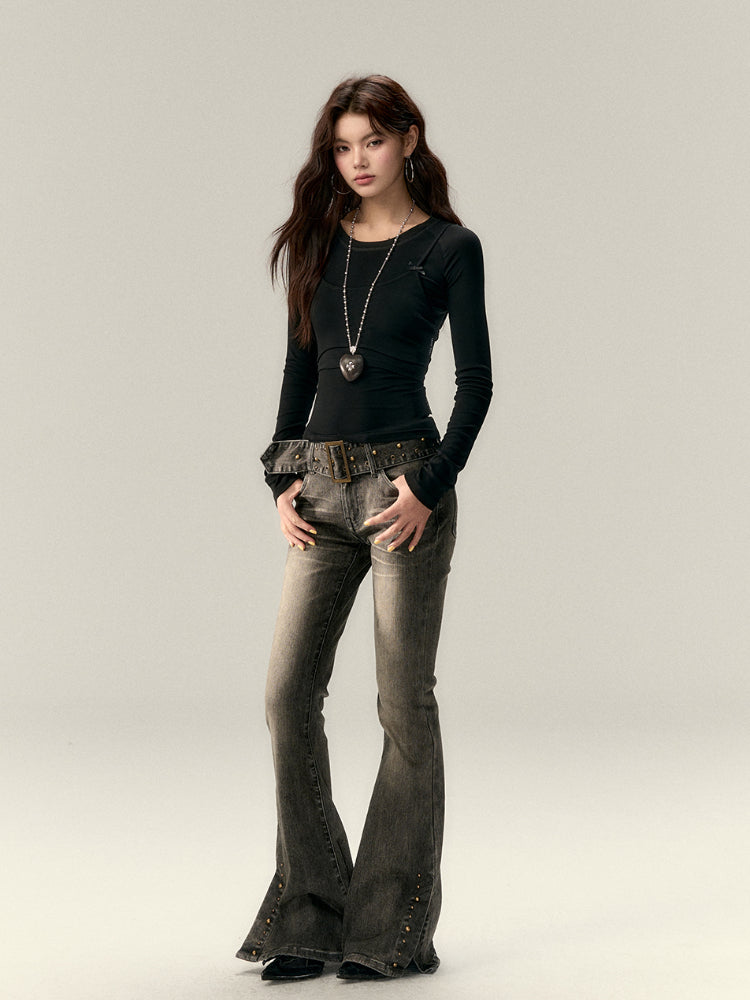 Butterfly Bow Vest & Base Layer T-Shirt Long-Sleeve Set - CHINASQUAD