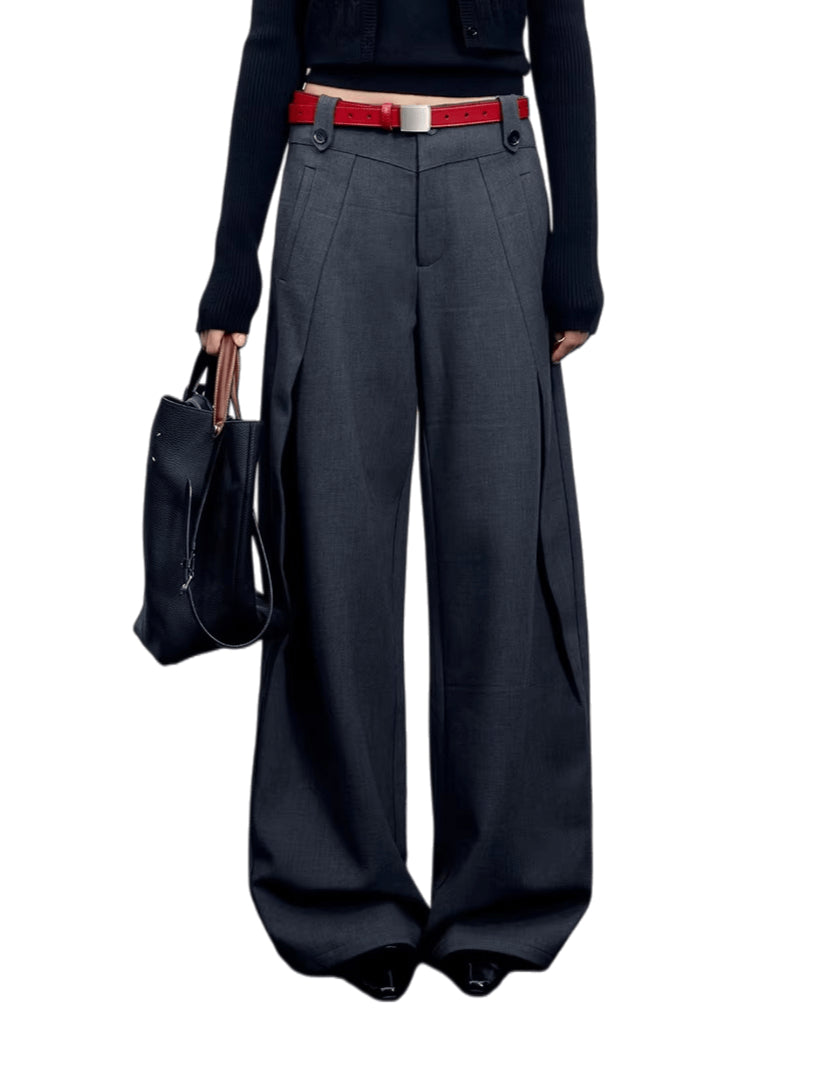 Wool-Blend Sculpted Curved-Leg Tailored Trousers